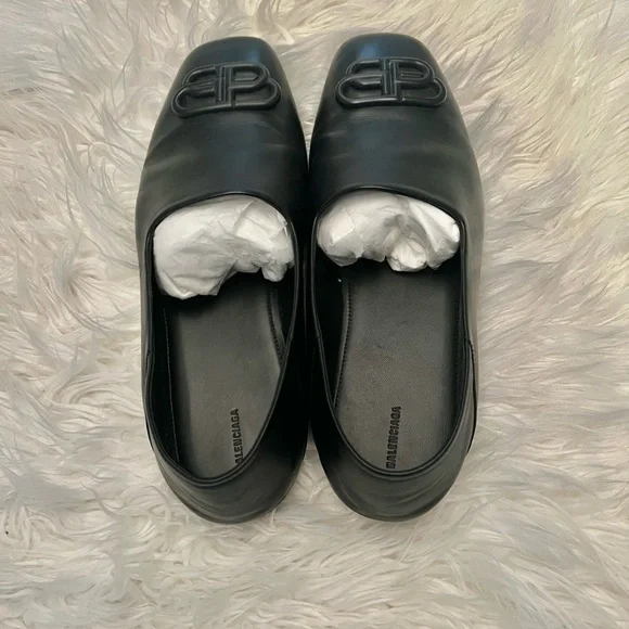 Balenciaga | Shoes | Balenciaga Black Leather Loafers Sleek 